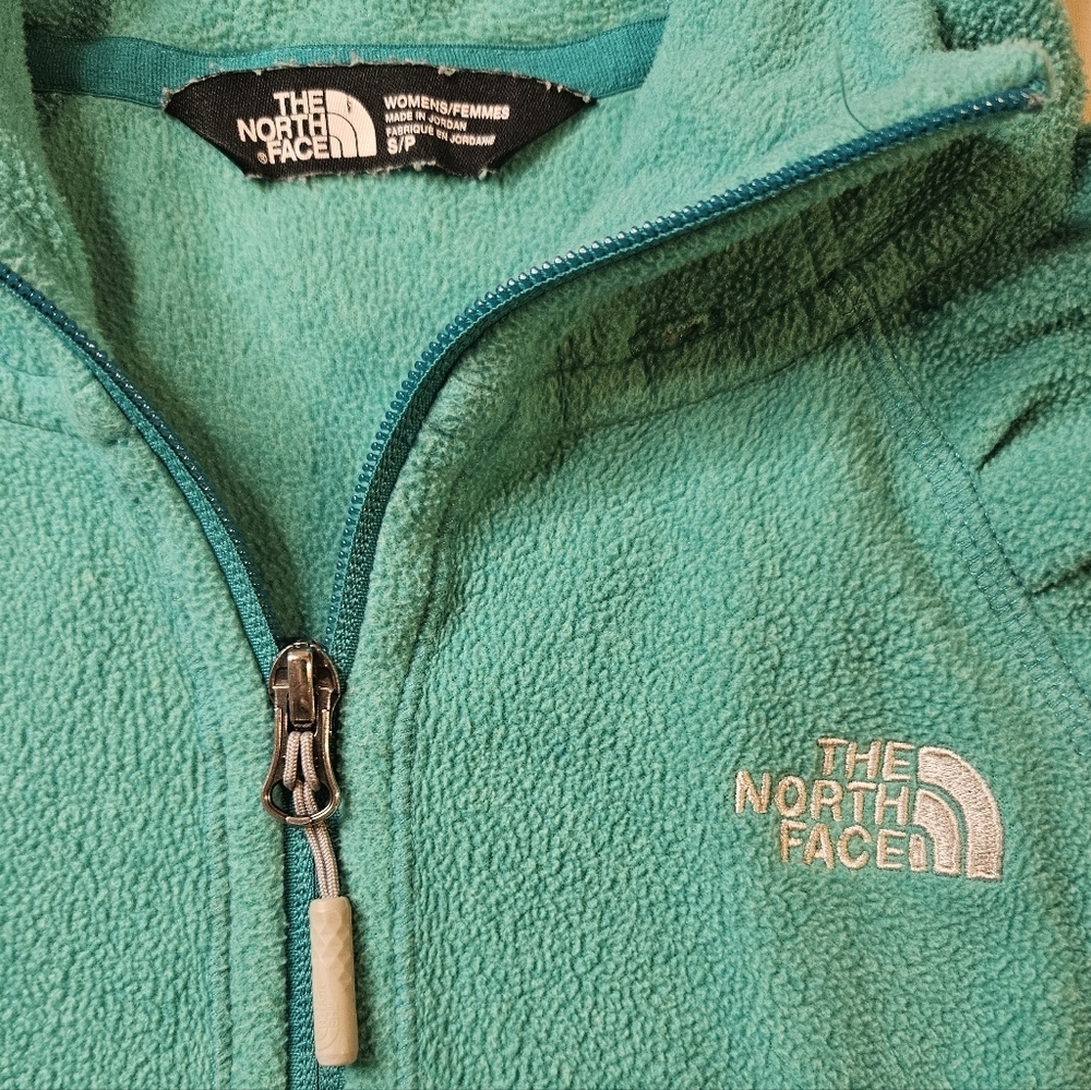 North Face Womens Zip Up Hoodie Fleece Teal/Aqua Small - Picture 2 of 8
